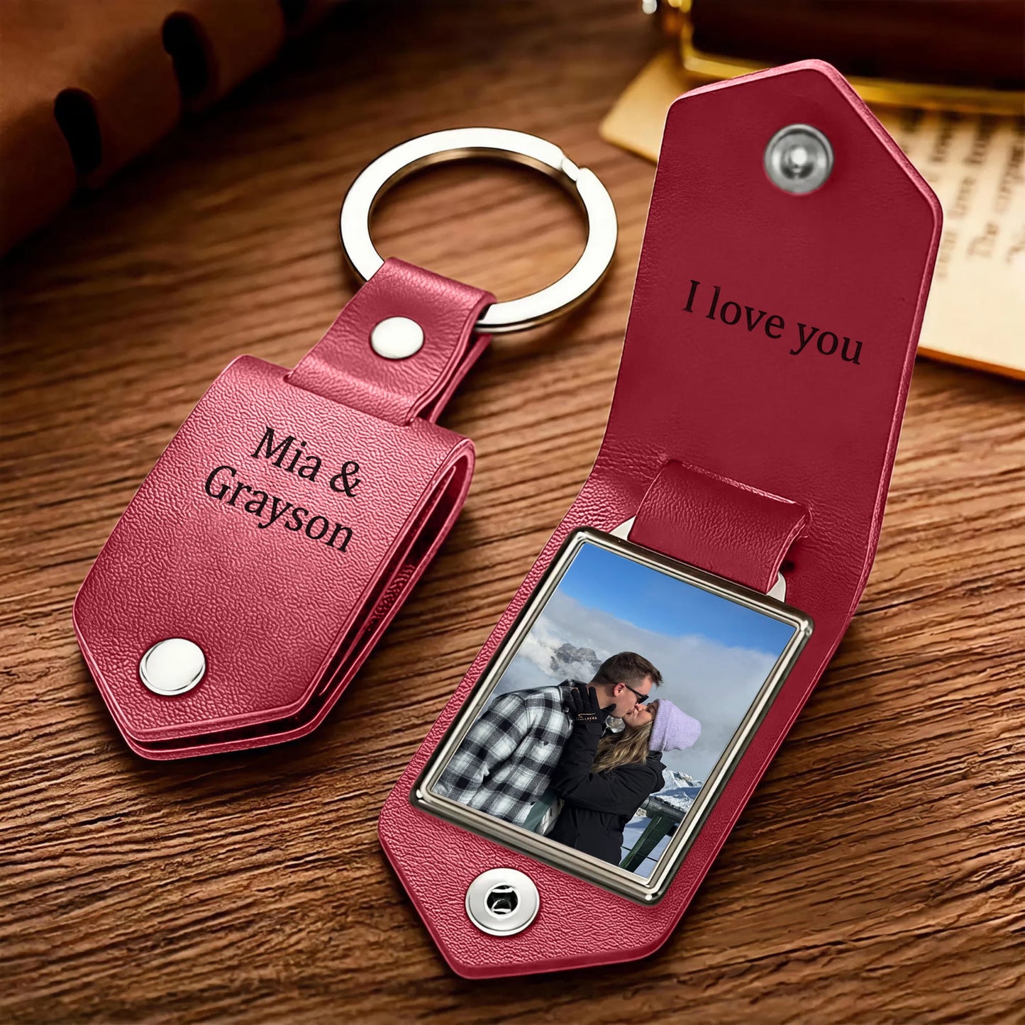 Custom Leather Photo Keyring