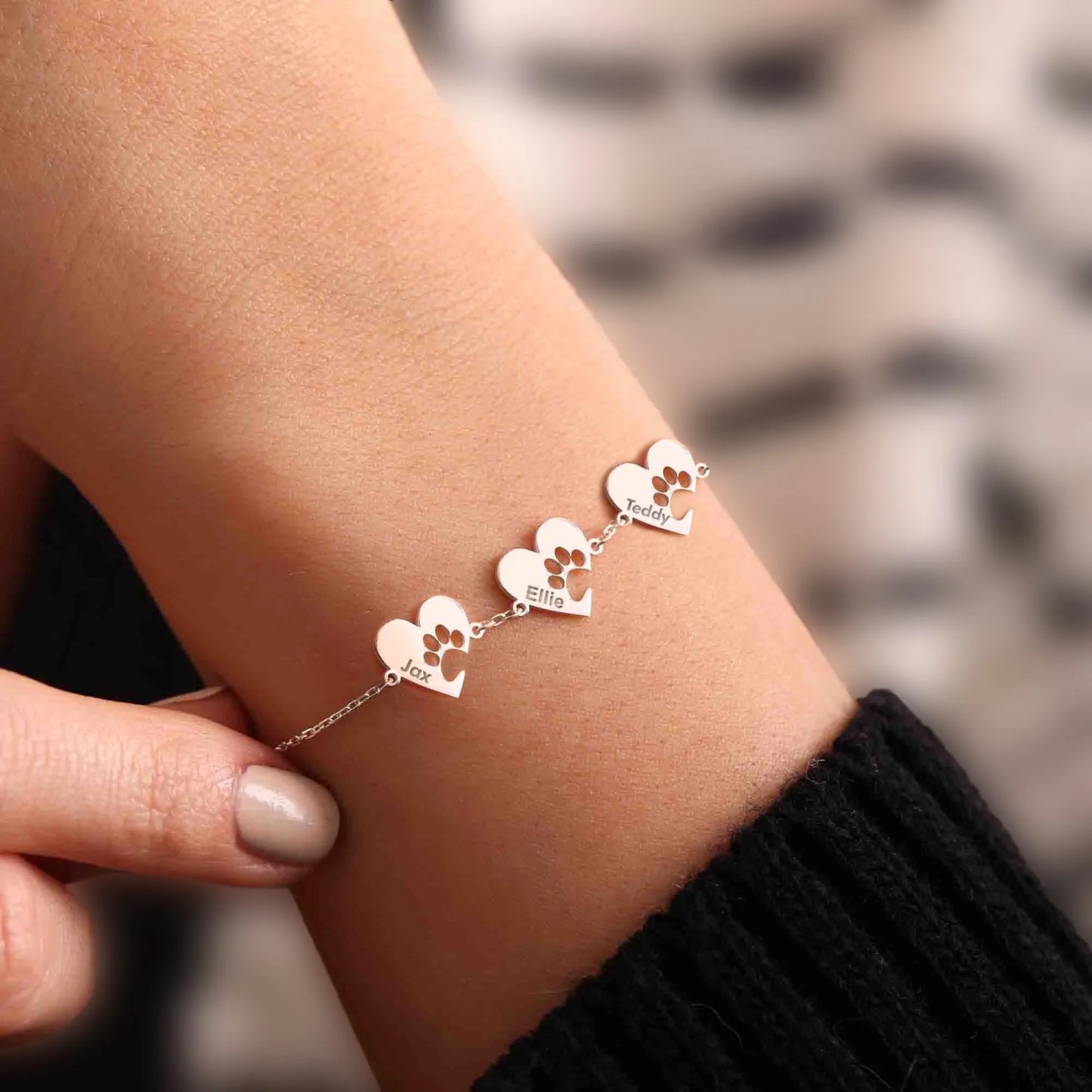 Custom Paw & Heart Name Bracelet