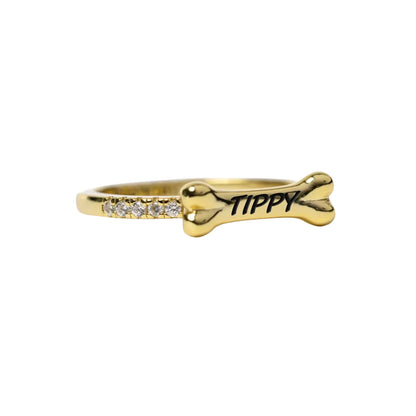 Custom dog bone name ring