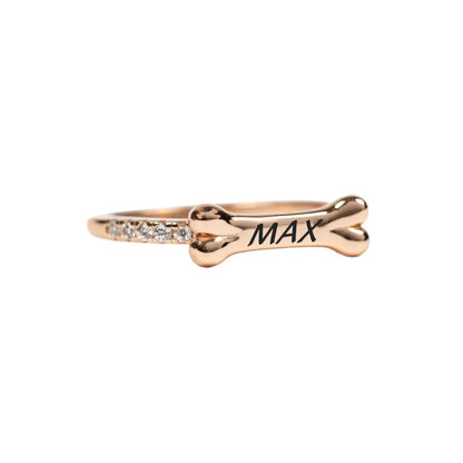 Custom dog bone name ring