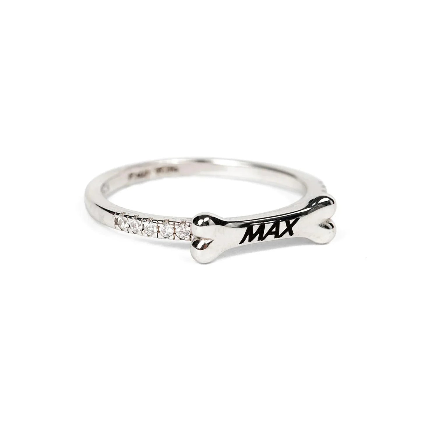 Custom dog bone name ring