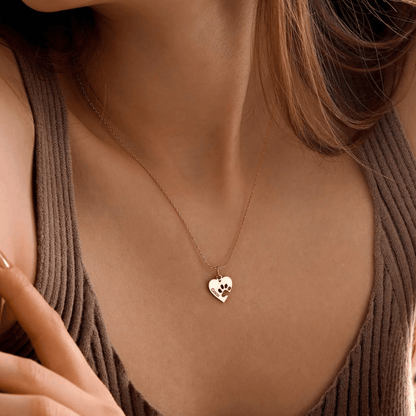Custom Paw & Heart Name Necklace