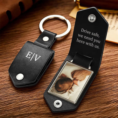 Custom Leather Photo Keyring