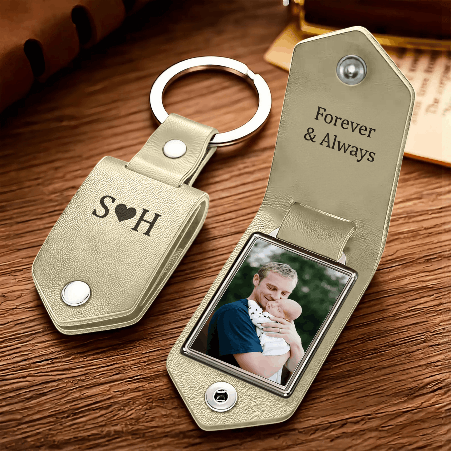 Custom Leather Photo Keyring
